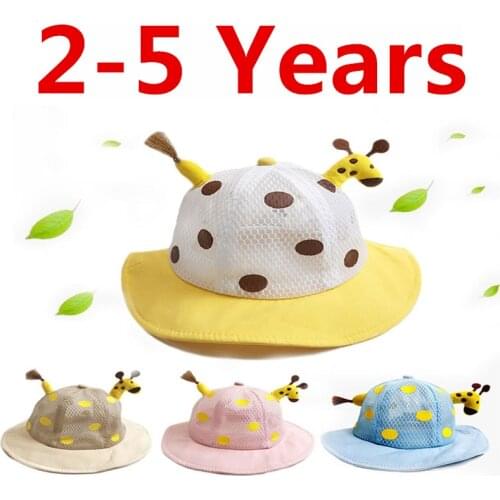 Summer Children Hollow Caps Baby Girls Fisherman Hat Kids Girls Giraffe Hat Fashion Baby Bucket Sun Hat Cartoon 2-5Years