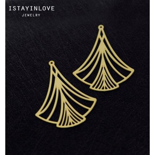 Handmade Jewelry Making Supplies Pendant Cut Hollow Metal Raw Brass Geometric Charm For DIY Necklace Earring Brooch RD244