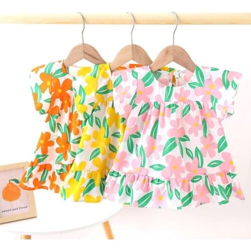 Fashion flowers Baby Dresses 2021 Princess 0-4years Girls Dress Cotton Clothing Dress Summer Girls Clothes Low Price