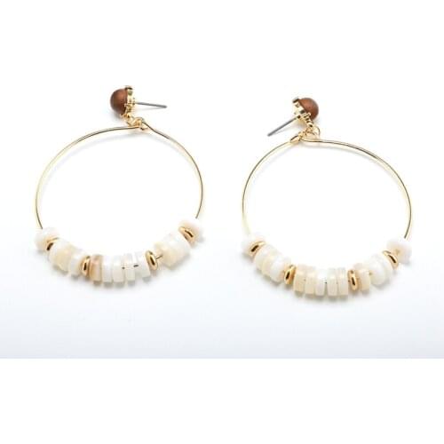 Fashion Shell Hoop Small Round Disc Cluster Shell Stud Earrings for Women