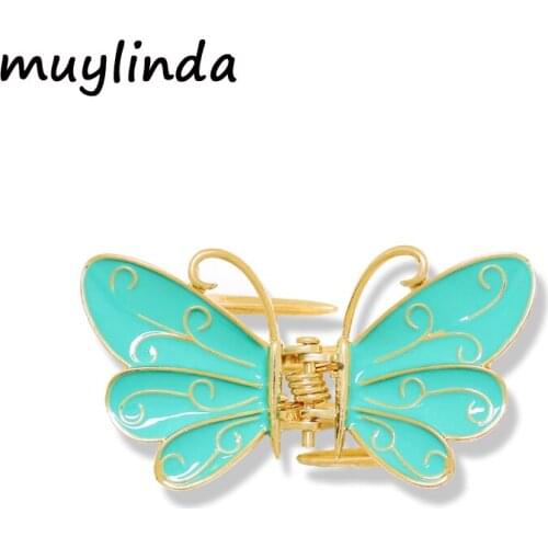 Muylinda Enamel Butterfly Hair Claw Metal Insect Hair Pin Accesssories Women Banquet Hair Jewelry