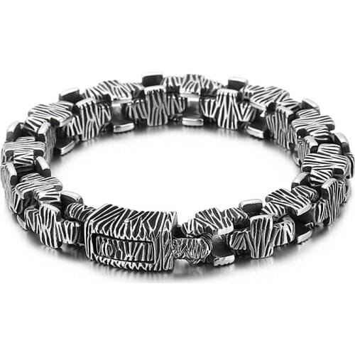 HAOLYNJOY Vintage Cross Texture 316L Stainless Steel Mens Charm Bracelet Holiday Gift Jewelry
