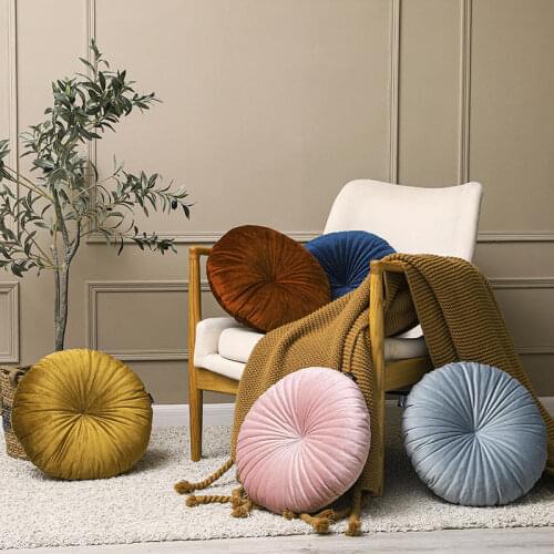 Solid Color Quality Round Cushion for The Chair Fashion Home Decoration Cushion Throw Pillow Coussin Canapé Blue Flannel Cushion