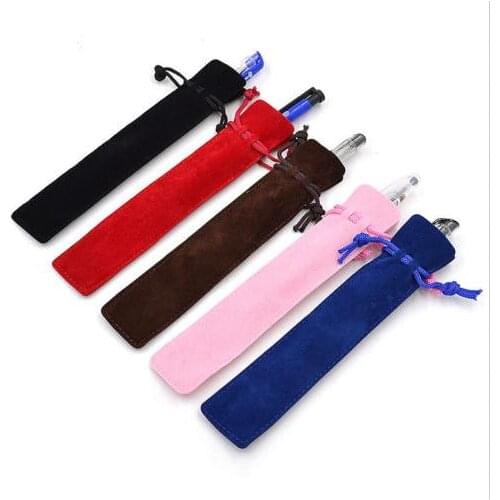 5 Pcs /sset Velvet Pen Pouch Holder Single Pencil Bag Pen Case With Rope For Rollerball /Fountain/Ballpoint Pen