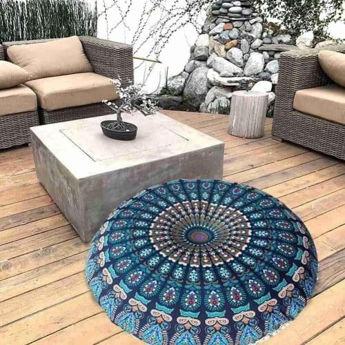 Boho Floor Digital Feather Round Pillowcase Indian Cushion Pillowcase Polyester Fiber Bohemian Pattern Cover Mandala H4H9