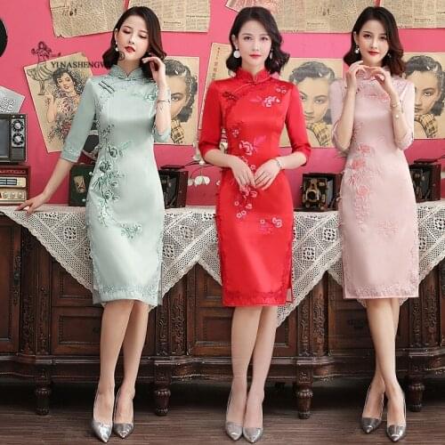 New Summer Autumn Embroidered Cheongsam Daily Self-Cultivation Oversize Dress Vintage Chinese Traditional Dresses Dress Qipao