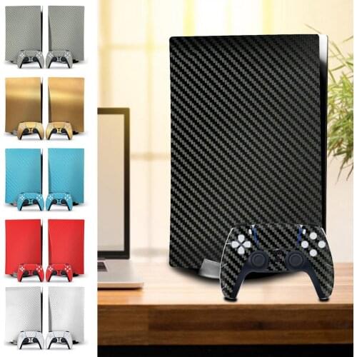 New Carbon Fibre Stickers Decals For PS5 Console And Game Controller Vinyl Sticker Decals For Sony Playstation 5 CD-ROM Version