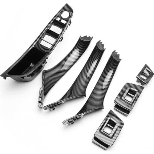 N0HF 7pcs Window Lift Switch Door Handle Front Rear Left Right Inner Interior Armrest Panel Pull Trim Cover for bmw-5 series