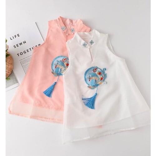 Casual Girls Dress New Summer Kids Fashion Dresses Children Sweet Embriodery Outfits Sleeveless Princess Dresses Clothing 3 7Y