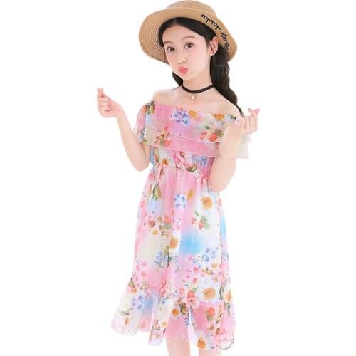 Girl Dresses Floral Beach Dress For Girl Casual Style Children Dresses Summer Costumes For Girls 6 8 10 12 14
