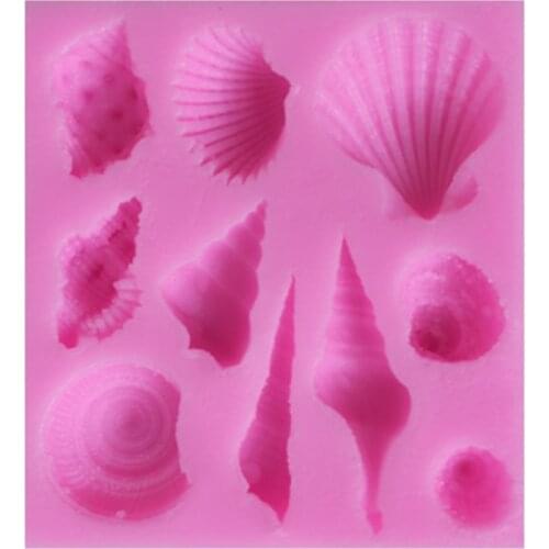 Mermaid Tail Silicone Cake Mold Sea Conch Fondant Chocolate Molds Cake Decor Tool Baking Gadget Mini DIY Soap Mold Moulds