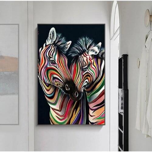 Modern Abstract Animals Canvas Painting Fashion Zebra Wall Art Poster and Printings Picture for Living Room Home Decor Unframed