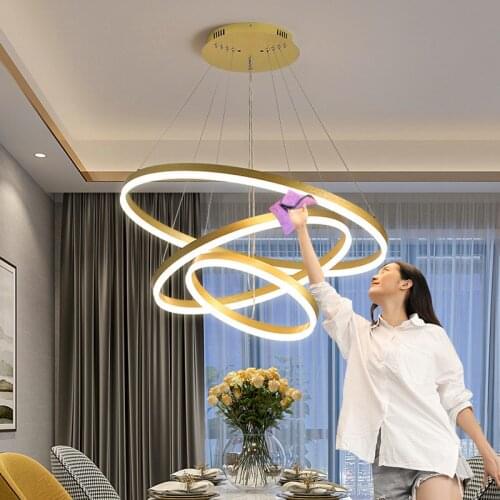 Nordic Led Chandelier Remote Control Ring Lamp For Living Room Indoor Lighting Bedroom Kitchen Home Decoration Hanging Lights