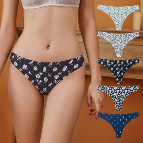 Women Sexy Flowers Lingerie Temptation Low-waist Panties Thong Seamless Breathable Underwear Female G String Intimates