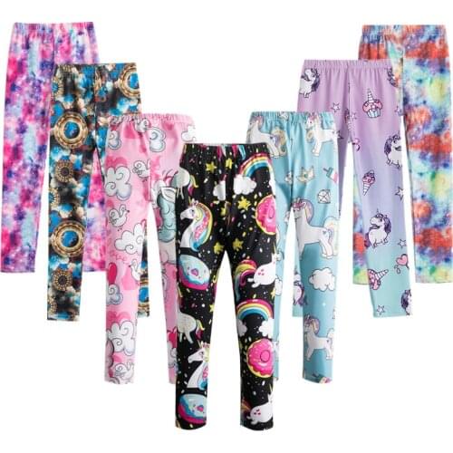 Girls Spring Pants Unicorn Pattern Leggings For Girls Casual Clothing Flower Girls Trousers Sports Leggings Kids Tights Pants