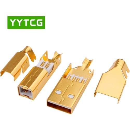YYTCG Set Hi-End USB connector USB A+USB B Type A-B Plug hifi audio USB connector plug for USB cable