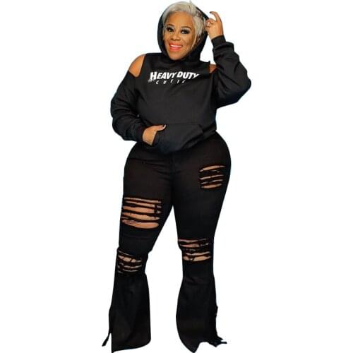 Plus Size Clothing Off Shoulder Hoodie Casual Letter Printing Sweatshirt Women Long Sleeve Tops Pullovers Wholesale Dropshipping