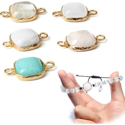 New Arrival Women Natural Stone Pendant High Quality Rectangle Earring with Holes for Handmade Jewelry Making Bracelet Necklace