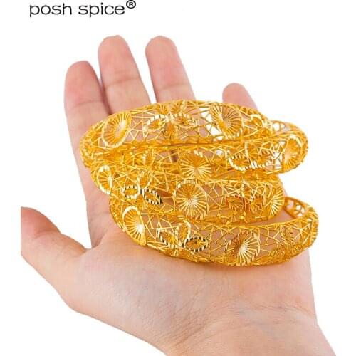 Gold Color Bangles Wedding Bangles Bracelets For Women in Dubai Arabic Muslim Islam Ethiopain African Jewelry Bride Gift