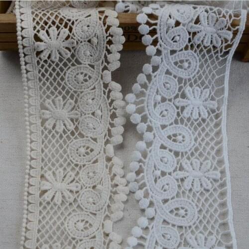 2 Meters High Quality Cotton Lace Water Soluble Embroidered Lace Trim For Apparel Decoration 7cm
