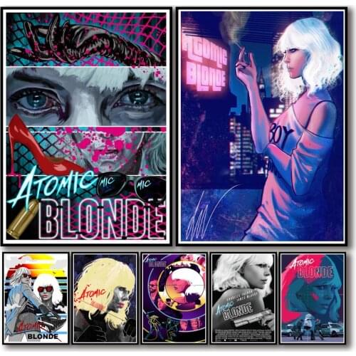 40 Designs Movie Atomic Blonde Whitepaper Poster Artwork Fancy Wall Sticker for Coffee House Bar
