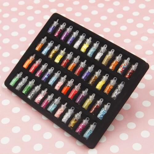 48 Colors Bottles Sequins/Glitter Filler Fluffy Slime Toys For Children DIY Kit Accessories Kit Supplies Funny Gift