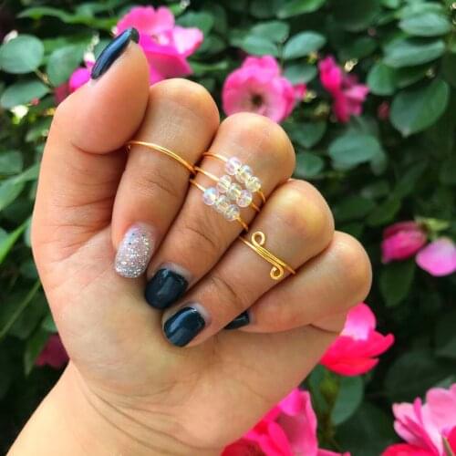 5pcs/set Multicolor Mini Wedding Rings For Women Cubic Zirconia Engagement Rings Fashion Jewelry Charm Bead Christmas Gift