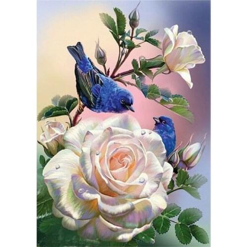 White Rose Bird 5D Full Drill Diamond Painting Embroidery Cross Stitch Kits DIY AXYC