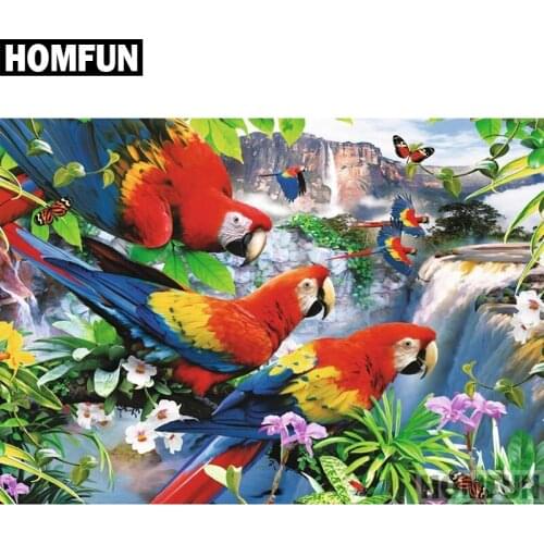 HOMFUN Full Square/Round Drill 5D DIY Diamond Painting "Parrot waterfall" Embroidery Cross Stitch 5D Home Decor Gift A04029