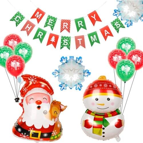 Merry Christmas Decorations Santa Snowman Elk Penguin Snowflake Aluminum Film Balloon Party Decoration Helium Xmas Supplies