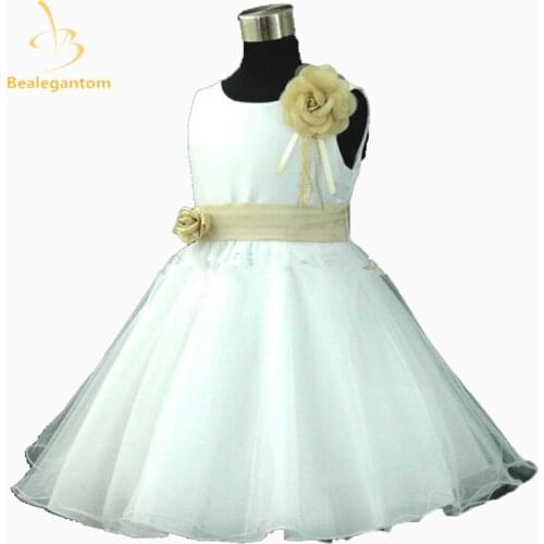 Bealegantom 2019 New A Line Mini Girls Pageant Dress Scoop Flower Sashes Organza Flower Girl Dresses Vestido De Daminha QA190