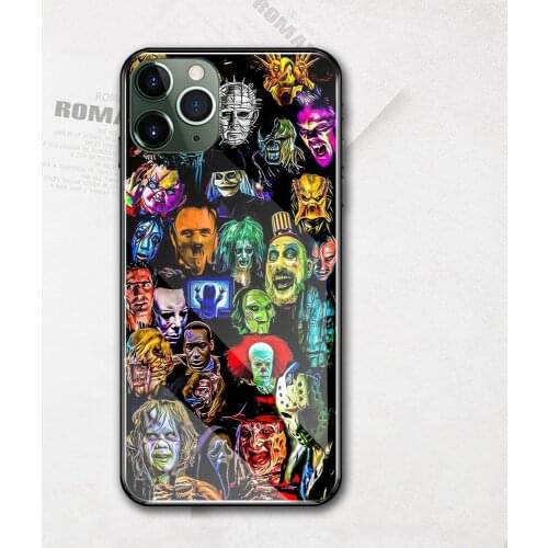 Horror characters collection For iphone xs max case tempered glass case for iphone x xr xs max 11 pro max 6 6s 7 8 plus DIY case