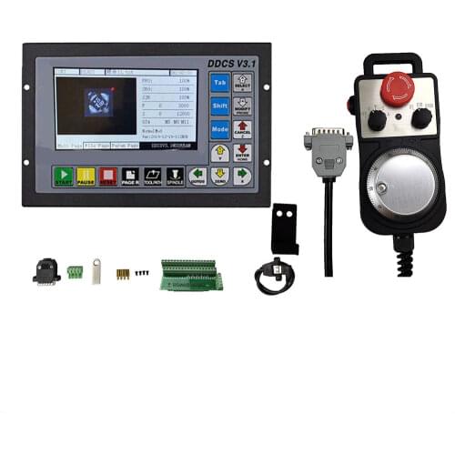 Special offer DDCSV3.1motion control system set 3-axis 4-axis cnc controller, emergency stop electronic handwheel support G code