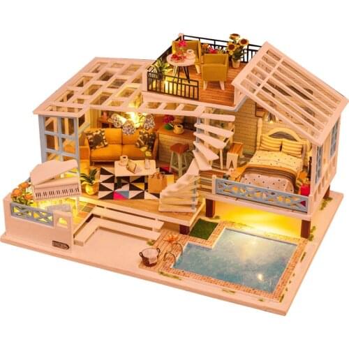 Kids Toys Diy Dollhouse Assemble Wooden Miniaturas Doll House Furniture Miniature Dollhouse Puzzle Educational Toys For Children
