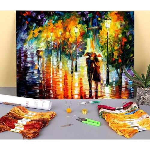 Two Couples Printed Canvas 11CT Cross Stitch Full Kit Embroidery DMC Threads Hobby Needlework Handicraft Knitting Different