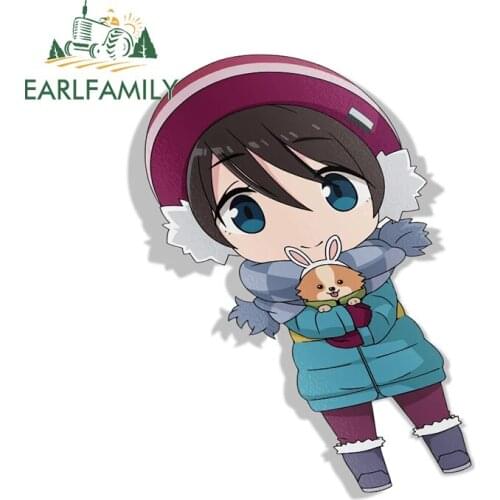 EARLFAMILY 13cm x 10.1cm Car Sticker for Ena Saitou Yuru Camp Anime Vinyl JDM Rear Windshield Trunk Decal Car Accessories