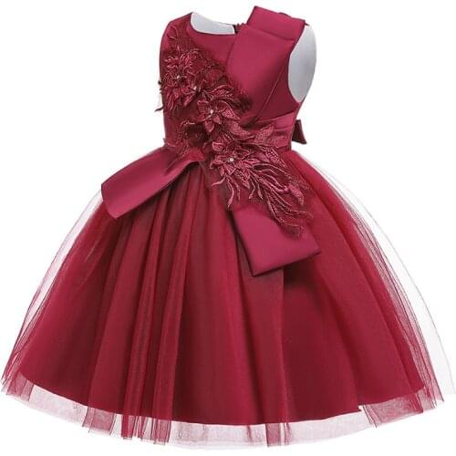 Elegant Flower Girl Dress Formal 3-10 Years Girls Dresses Vestidos 4 Colors Wedding Party Children Clothes Birthday Clothing