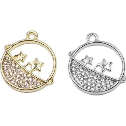 Eruifa 6pcs18mm Earth Star With Rhinestone Coin Zinc Alloy necklace,earring bracelet jewelry DIY handmade 2 colors