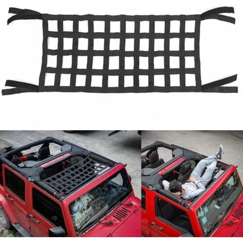Heavy Duty Cargo Net Car Top Roof Hammock Bed Rest Storage Network Cover For Jeep Wrangler JK TJ 1987-2018 Exterior Accessories