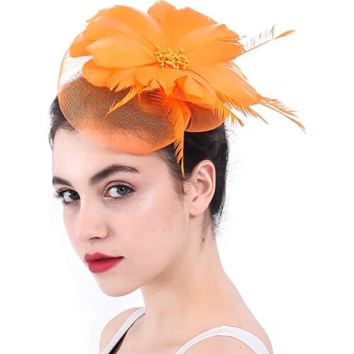 Fancy Feather Flower Vintage Hair Fascinators Hats Womens Wedding Accessories For Bride Church Party Occasion Races Headdress