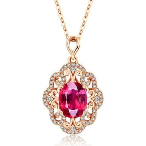 2020 New Zircon Inlaid Necklace Temperament Fashion Rose Gold Blood Red Pendant Crystal Clavicle Chain