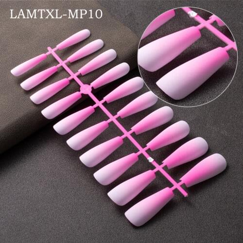 New 20 Pcs Gradient Matte Long Coffin False Nails Ballerina Full Cover Press on Nails Fake Nails Manicure Nail Art Tips