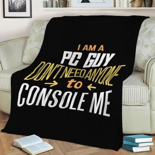 I am a pc guy quote Throw Blanket Print on Sherpa Blankets Soft for Sofa Customized DIY Plush Thin Quilt