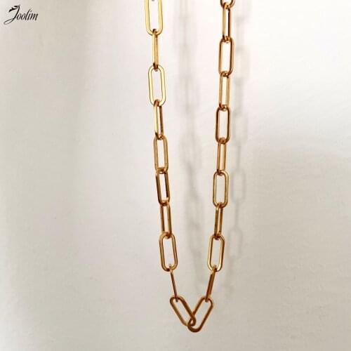 Joolim Jewelry Wholesale Gold Color Link Chain Necklace Stainless Steel Necklace
