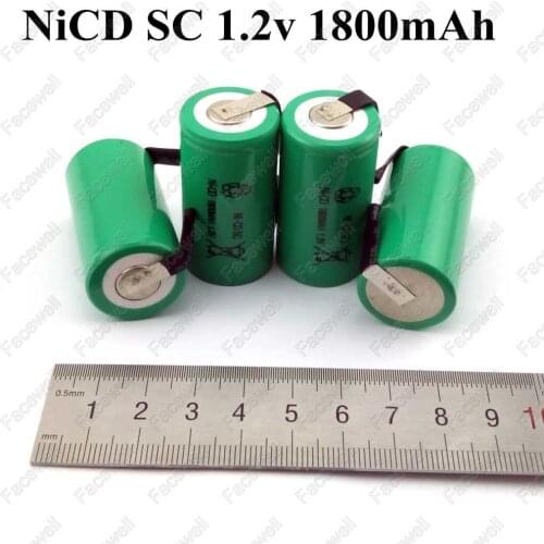 15pcs nicd 1.2v 1800mah sc 1.2v Ni-CD rechargeable battery 10C 20A bateria recargable sub c ni cd 1.2v cell subc nicd batteries