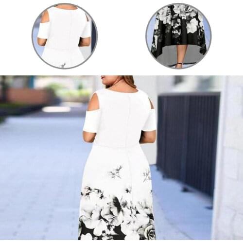 Off Shoulder Comfy Cold Sleeve Off Shoulder O Neck Dress for Daily Wear