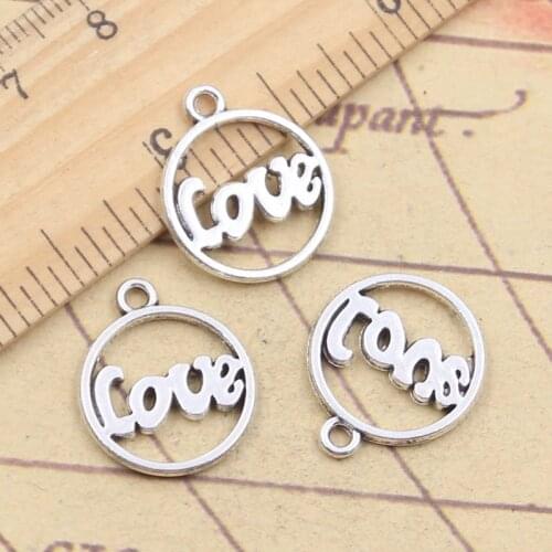 20pcs Charms Plates Love 19x16mm Tibetan Silver Color Pendants Antique Jewelry Making DIY Handmade Craft