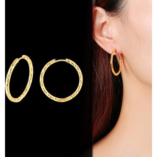 Middle Hammered Hoop Earrings Gold Filled Stainless Steel Bohe Wavy Circle Earrings for Women Girls