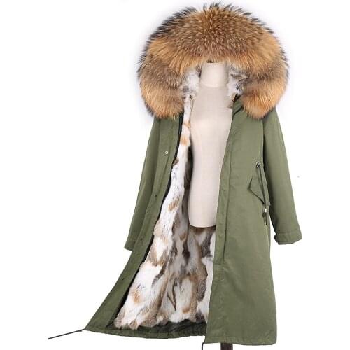 7XL Natural Fur Womens jacket Real Fur Fox Fur Coat Rex Rabbit Fur Liner Winter Jacket With Hood Natural Fur Parkas NEW 2021