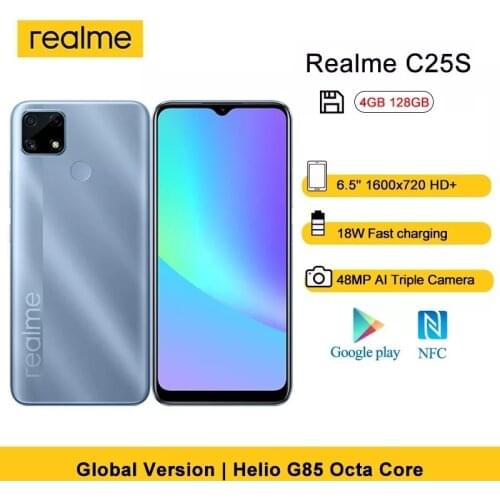 Global Version realme C25s 4GB/128GB Smartphone 6.5''Large Screen Helio G85 48MP Triple Camera 6000mAh Battery 18W Fast charging